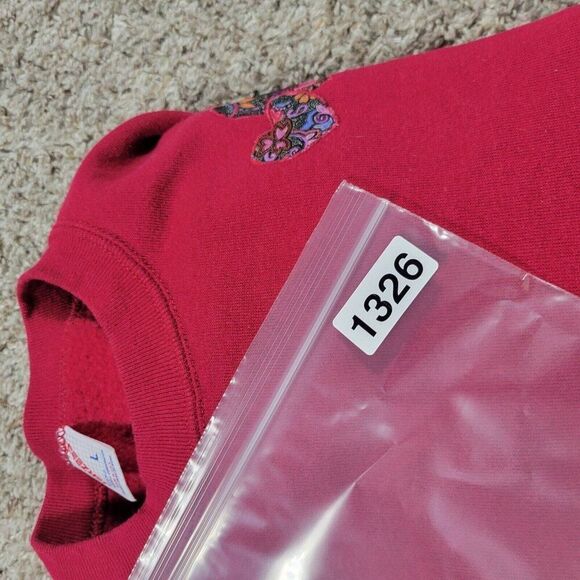 Vintage Jerzees Sweatshirt Large Red Grandma Embroidered Long Sleeve Made In USA - Picture 8 of 8